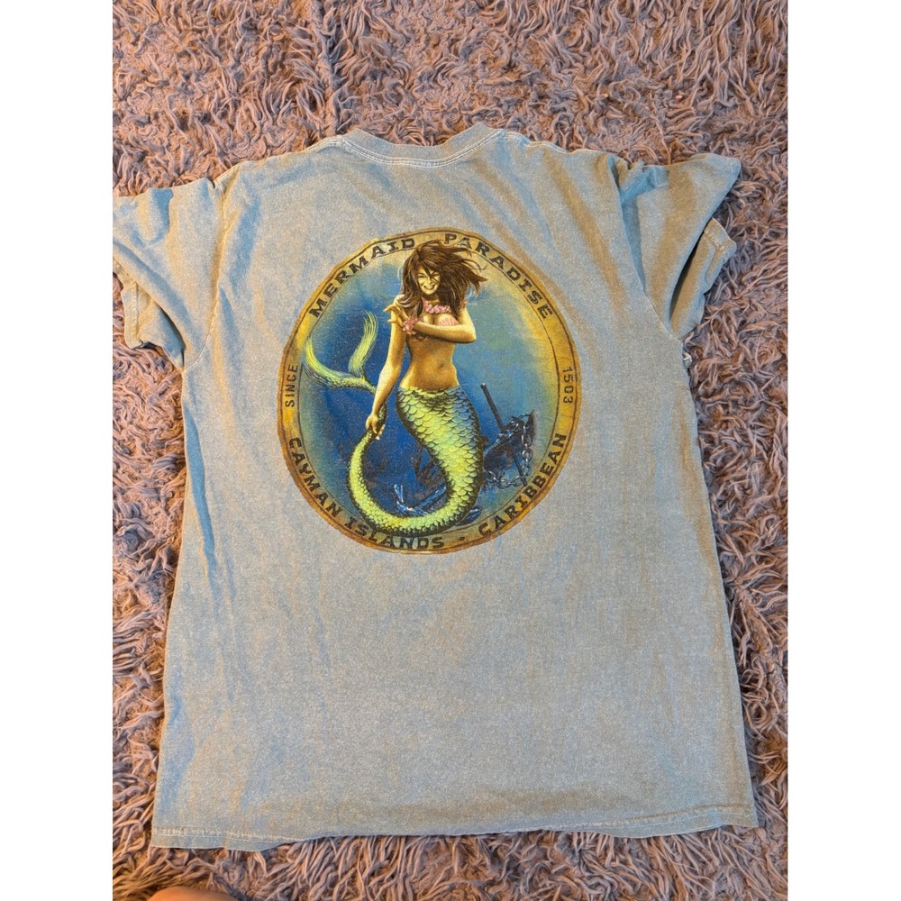 Blue 84 Cayman Islands Mermaid Paradise Caribbean Graphic T-Shirt Light Blue M
